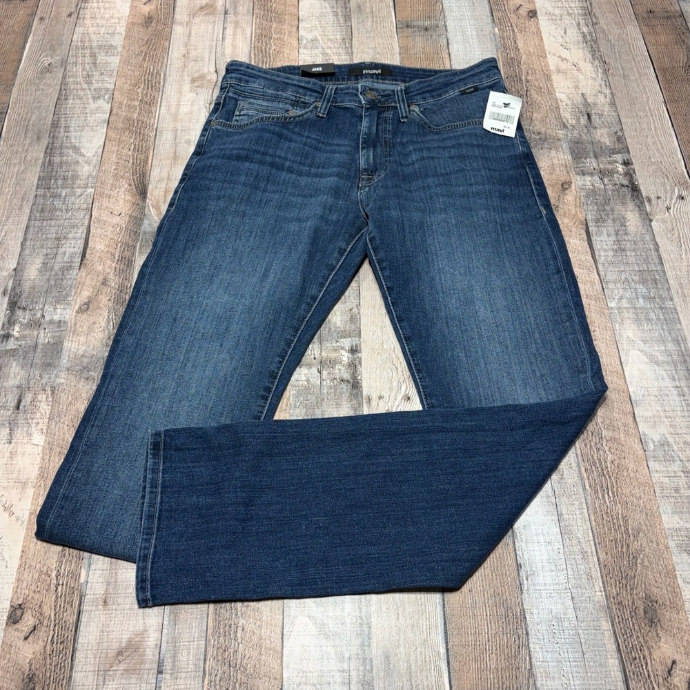 Mavi Jake Slim Leg Jeans Mens 30x32 Indigo Brushed Williamsburg Stretch Denim